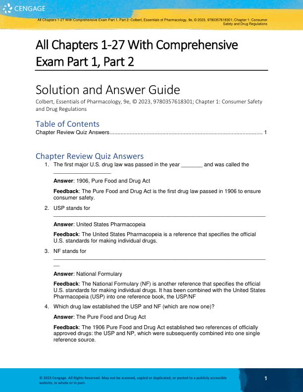 Solution and Answer Guide Essentials of Pharmacology for Health Professions, 9th Edition by Bruce Colbert, Adam James, Elizabeth Katrancha All Chapters.pdf