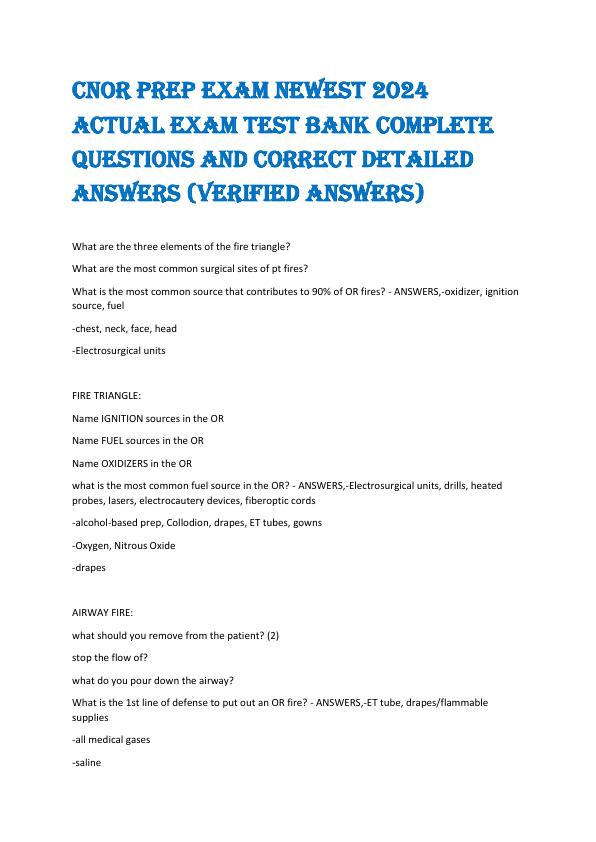 CNOR PREP EXAM NEWEST 2024 ACTUAL EXAM TEST BANK COMPLETE QUESTIONS AND CORRECT DETAILED ANSWERS.pdf