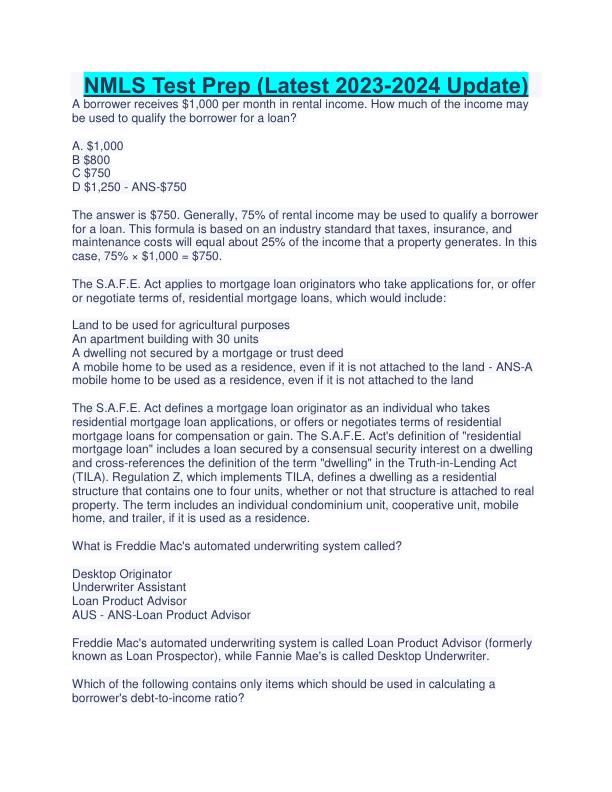 mobile-preview-NMLS Test Prep (Latest 2023-2024 Update)