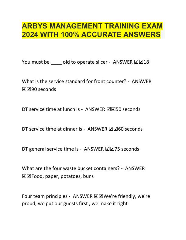 mobile-preview-ARBYS MANAGEMENT TRAINING EXAM  2024 WITH 100% ACCURATE ANSWERS