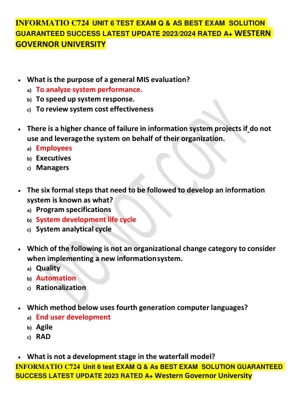 mobile-preview-INFORMATIO C724 UNIT 6 TEST EXAM Q & AS BEST EXAM SOLUTION  GUARANTEED SUCCESS LATEST UPDATE 2023/2024 RATED A+ WESTERN  GOVERNOR UNIVERSITY