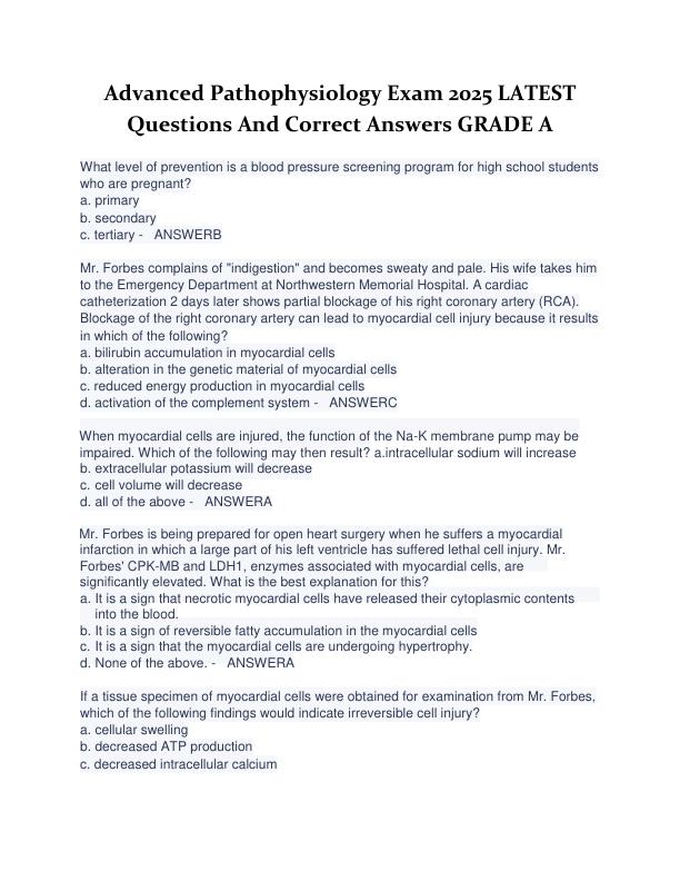 Advanced Pathophysiology Exam 2025 LATEST Questions And Correct Answers GRADE A.pdf