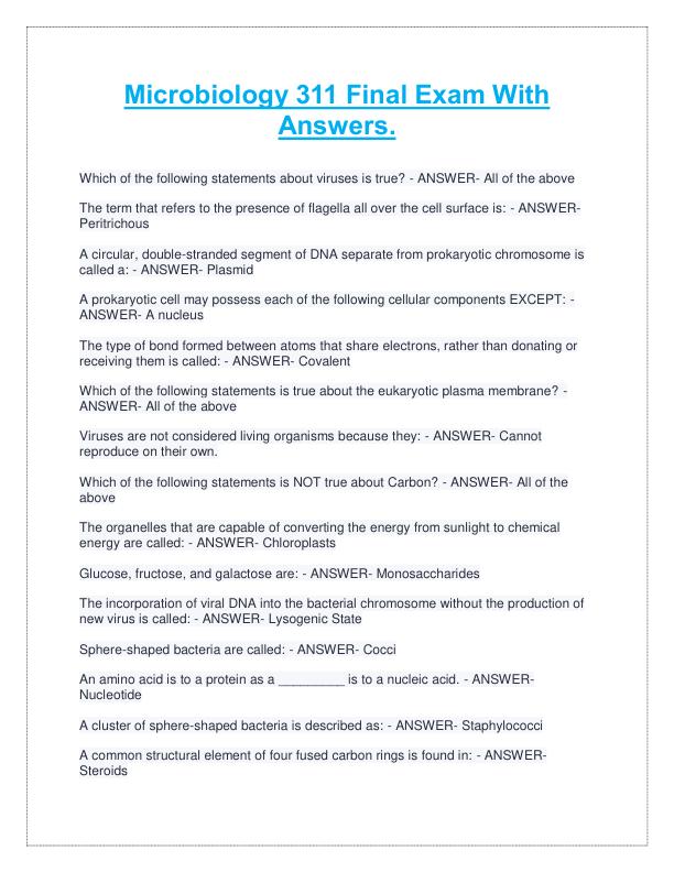 mobile-preview-Microbiology 311 Final Exam With  Answers.