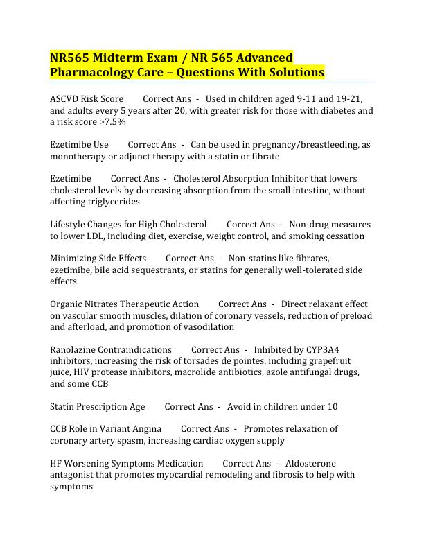 mobile-preview-NR565 Midterm Exam / NR 565 Advanced  Pharmacology Care – Questions With Solutions