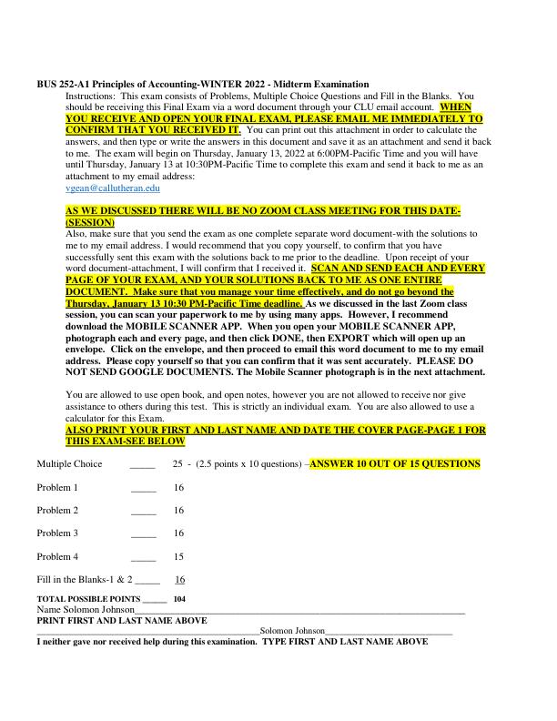 mobile-preview-BUS 252-A1 Principles of Accounting-WINTER 2022 - Midterm Examination