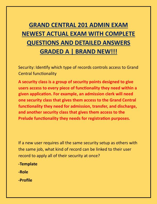 GRAND CENTRAL 201 ADMIN EXAM 