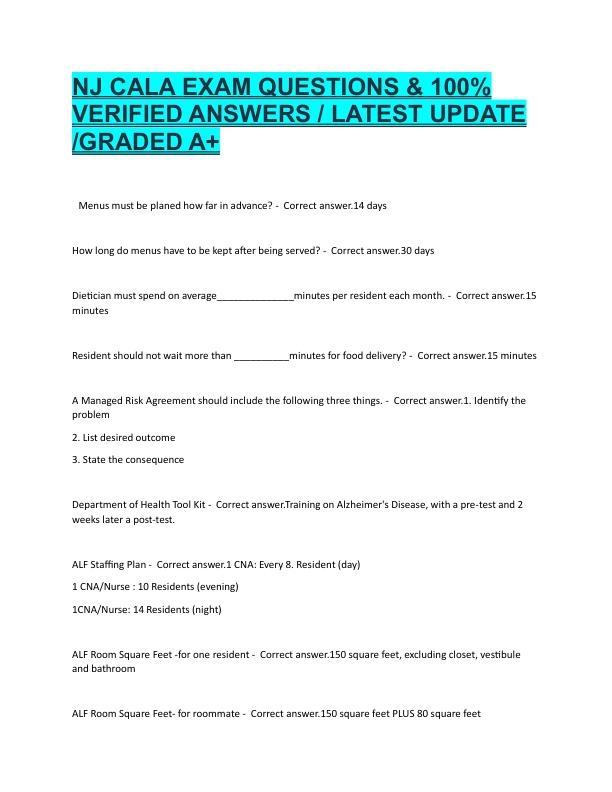 NJ CALA EXAM QUESTIONS & 100%  VERIFIED ANSWERS / LATEST UPDATE  /GRADED A+