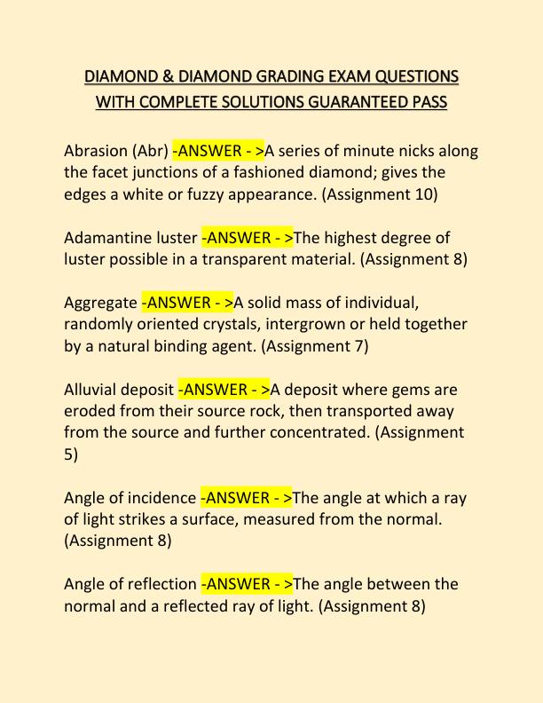 DIAMOND & DIAMOND GRADING EXAM QUESTIONS WITH COMPLETE SOLUTIONS GUARANTEED PASS.pdf