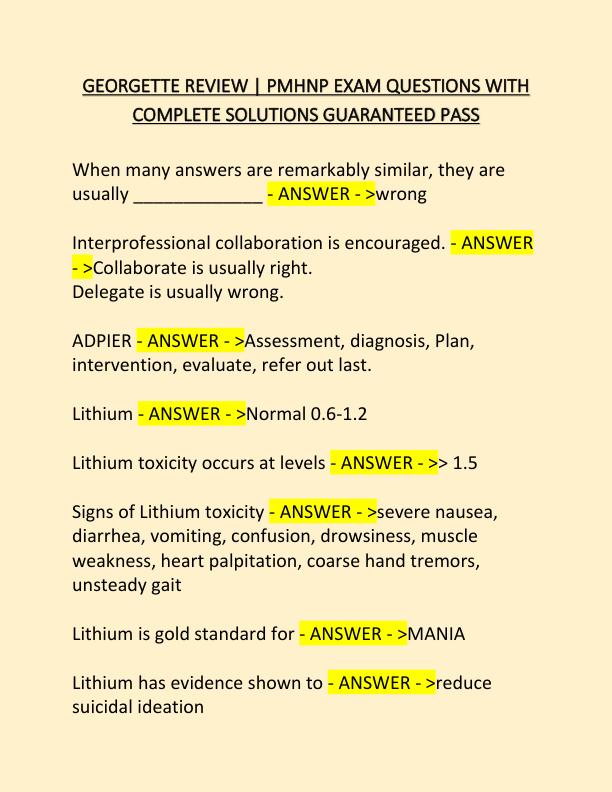 GEORGETTE REVIEW  PMHNP EXAM QUESTIONS WITH COMPLETE SOLUTIONS GUARANTEED PASS.pdf