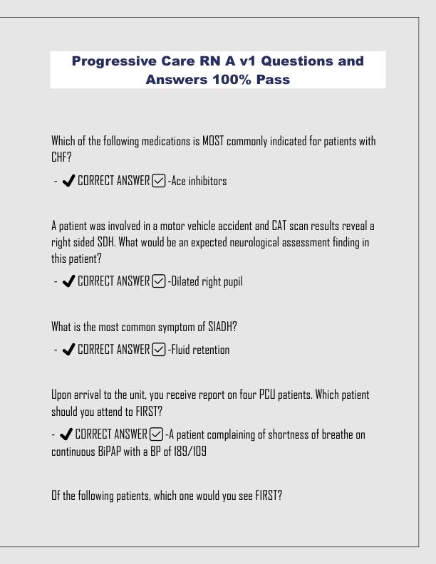 Progressive Care RN A v1 Questions and Answers 100% Pass.pdf