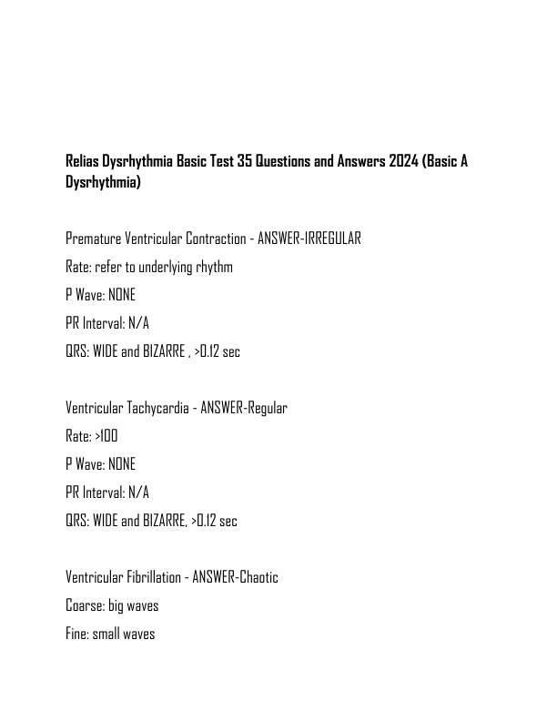 Relias Dysrhythmia Basic Test 35 Questions and Answers 2024 (Basic A Dysrhythmia).pdf