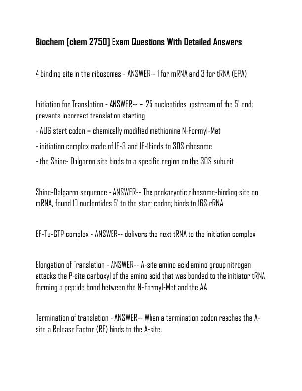 Biochem [chem 2750] Exam Questions With Detailed Answers.pdf