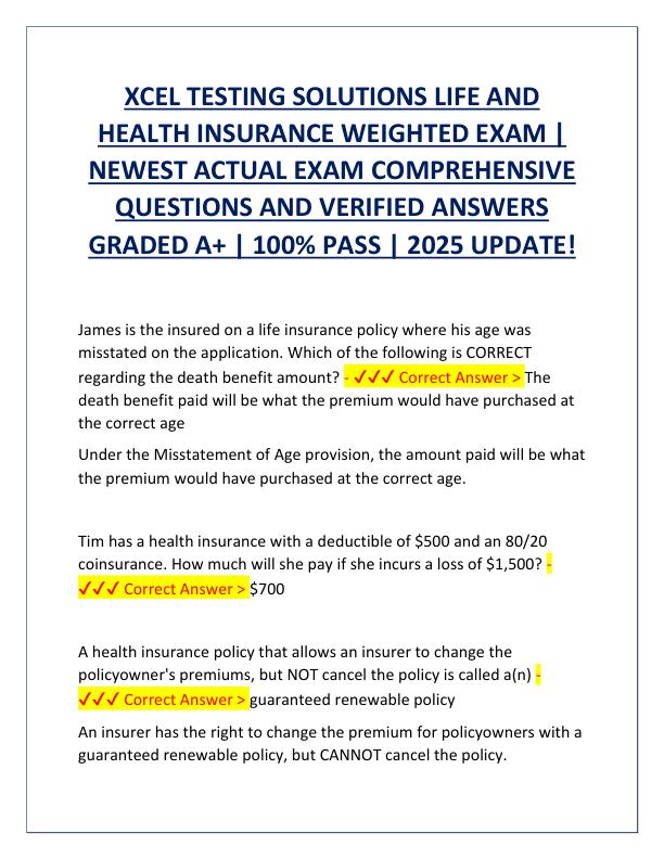 XCEL TESTING SOLUTIONS LIFE AND HEALTH INSURANCE WEIGHTED EXAM.pdf