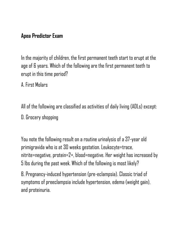 Apea Predictor Exam