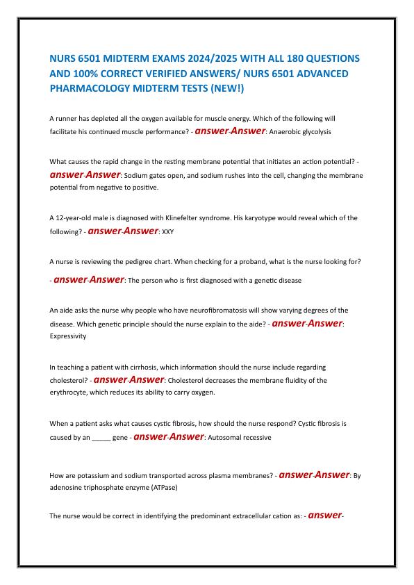 NURS 6501 MIDTERM EXAMS 2024