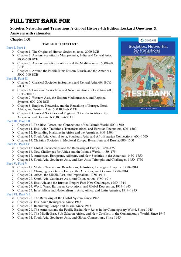 Full Test Bank For Societies, Networks, and Transitions A Global History, 4th Edition by Craig A. Lockard with Rationales Answers Chapter 1-31.pdf