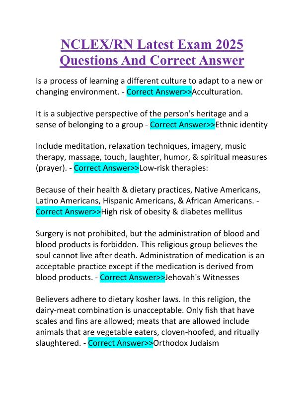 NCLEX-RN Latest Exam 2025 Questions And Correct Answer.pdf