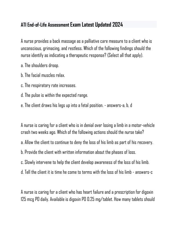 mobile-preview-ATI End-of-Life Assessment Exam Latest Updated 2024