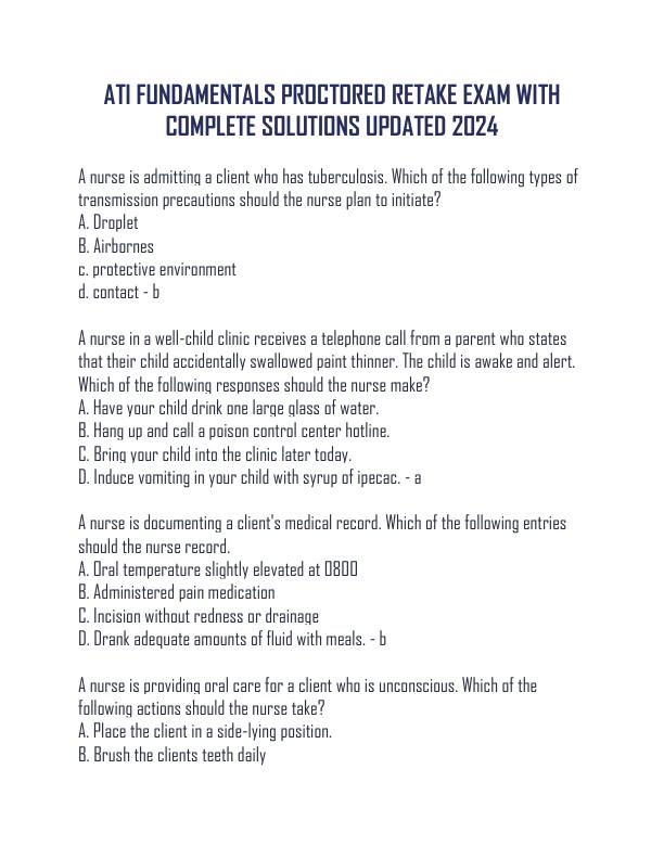 mobile-preview-ATI FUNDAMENTALS PROCTORED RETAKE EXAM WITH COMPLETE SOLUTIONS UPDATED 2024