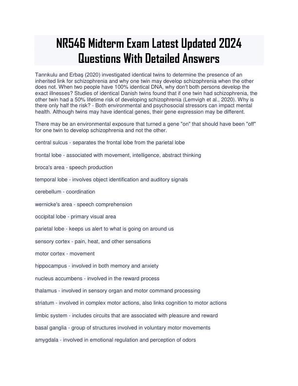 NR546 Midterm Exam Latest Updated 2024 Questions With Detailed Answers