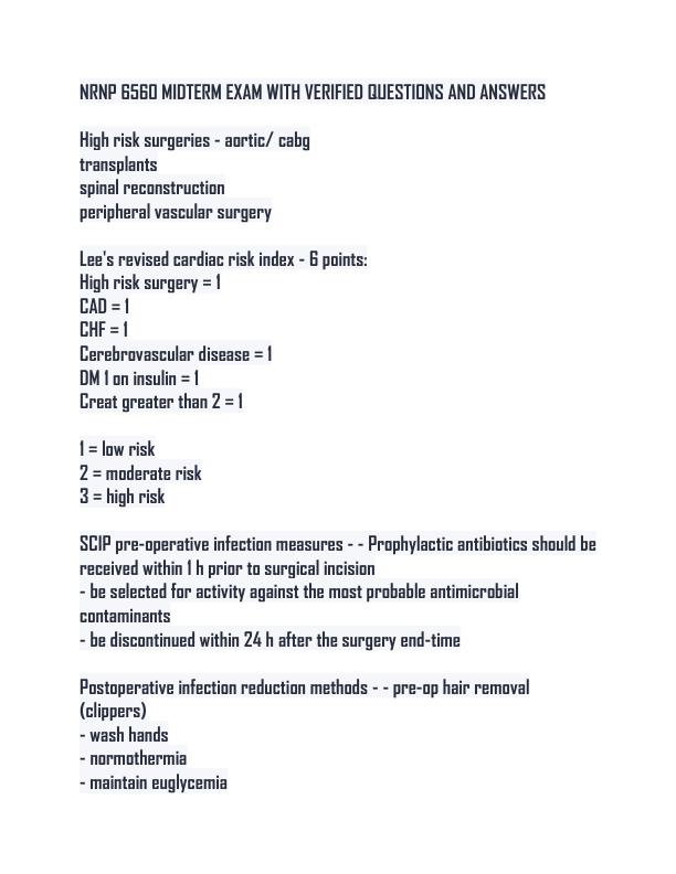 NRNP 6560 MIDTERM EXAM WITH VERIFIED QUESTIONS AND ANSWERS