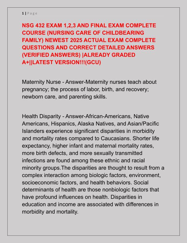 NSG 430 EXAM 1 ADULT HEALTH NURSING II  COMPLETE COURSE NEWEST 2025 ACTUAL EXAM  COMPLETE QUESTIONS AND CORRECT DETAILED  ANSWERS (VERIFIED ANSWERS) |ALREADY  GRADED A+||LATEST VERSION!!(GCU)