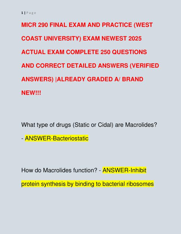MICR 290 FINAL EXAM AND PRACTICE