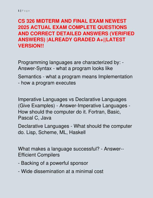 CS 326 MIDTERM AND FINAL EXAM NEWEST 2025 ACTUAL EXAM COMPLETE QUESTIONS AND CORRECT DETAILED ANSWERS