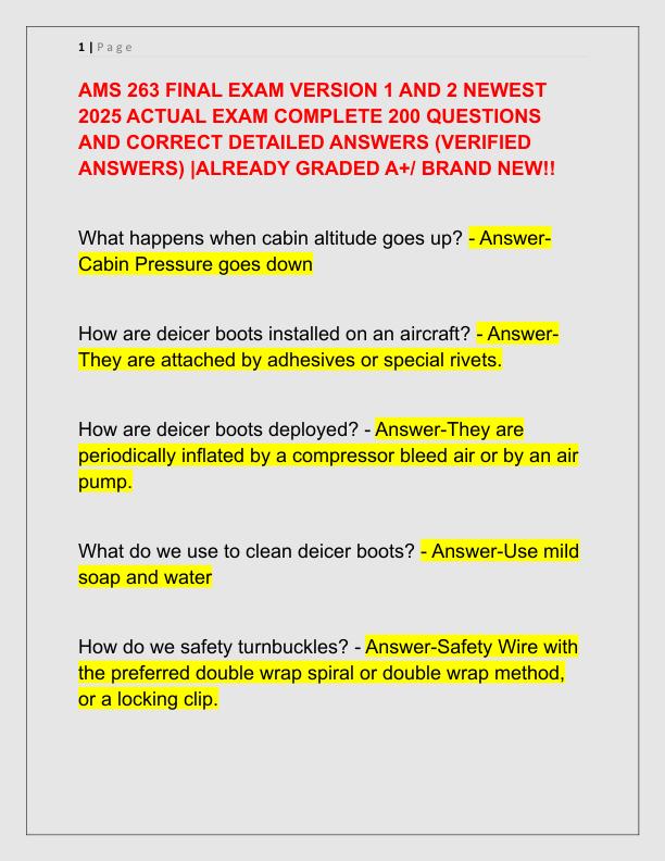 AMS 263 FINAL EXAM VERSION 1 AND 2 NEWEST 2025 ACTUAL EXAM COMPLETE 200 QUESTIONS AND CORRECT DETAILED ANSWERS