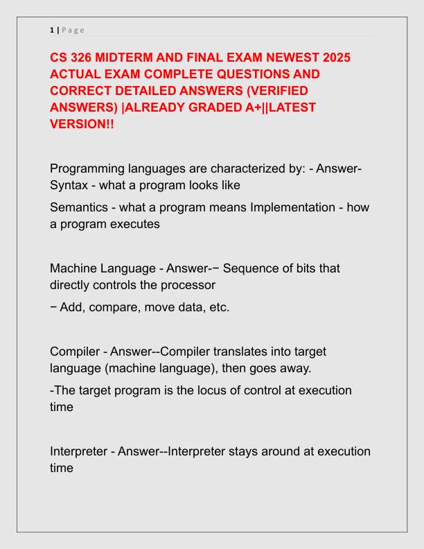CS 326 MIDTERM AND FINAL EXAM NEWEST 2025 ACTUAL EXAM COMPLETE QUESTIONS AND CORRECT DETAILED ANSWERS