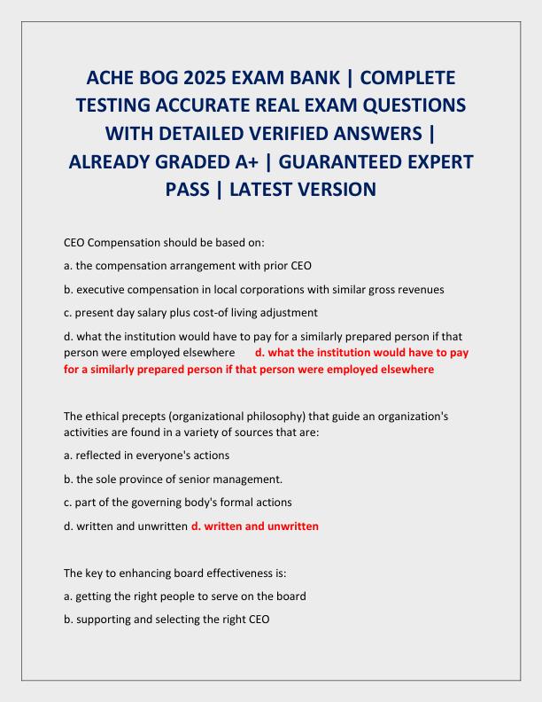 ACHE BOG 2025 EXAM BANK