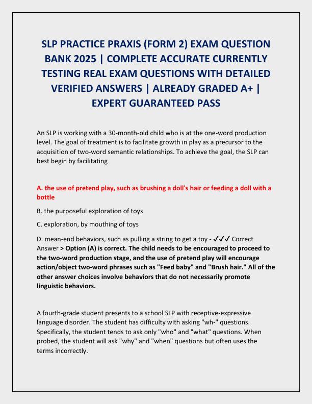 SLP PRACTICE PRAXIS (FORM 2)