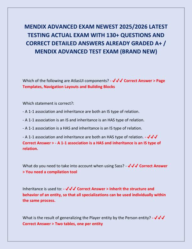 MENDIX ADVANCED EXAM NEWEST 2025
