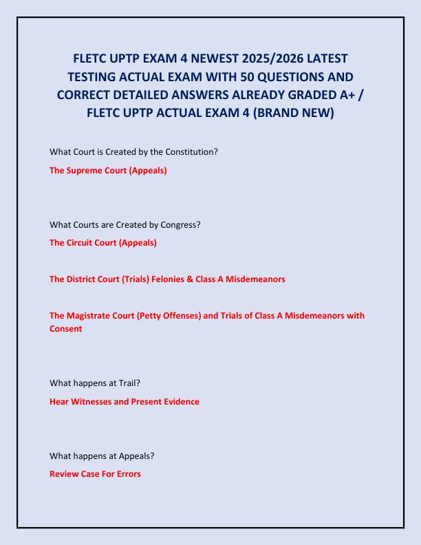 FLETC UPTP EXAM 4 NEWEST 2025