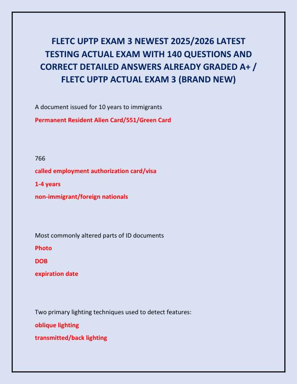 FLETC UPTP EXAM 3 NEWEST 2025