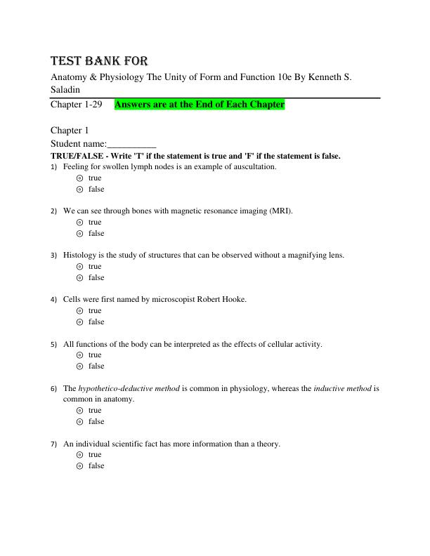 mobile-preview-Test Bank for Anatomy & Physiology The Unity of Form and Function 10th edition By Kenneth S. Saladin Chapter 1-29