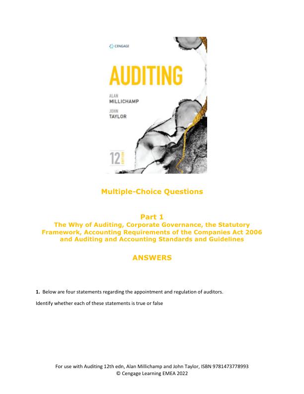 mobile-preview-Test Bank for Auditing, 12th Edition John R. Taylor, Alan Millichamp