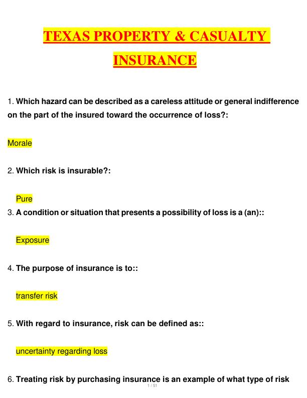 TEXAS PROPERTY & CASUALTY INSURANCE