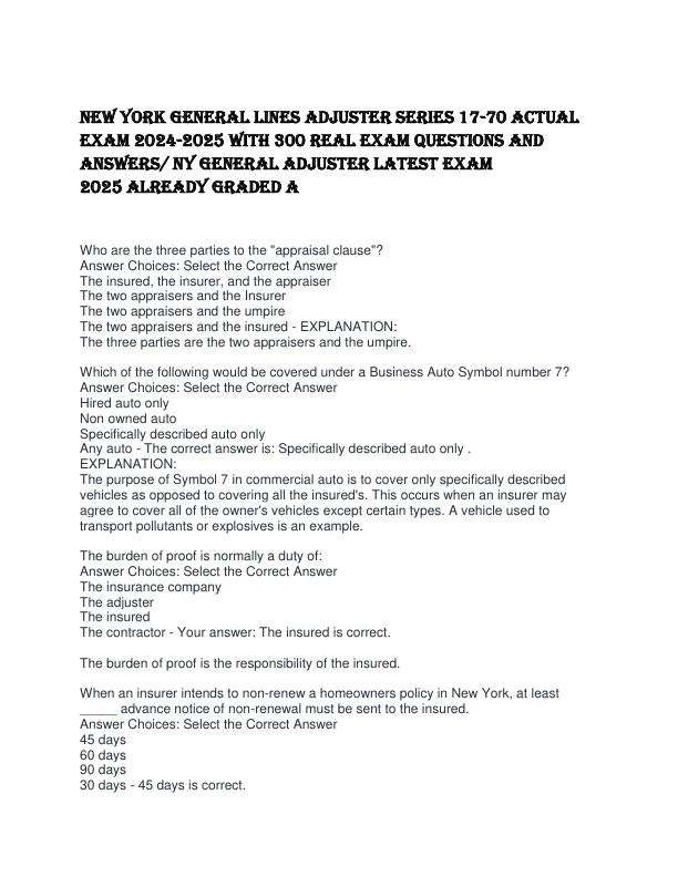 NEW YORK GENERAL LINES ADJUSTER SERIES 17