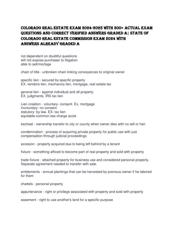 COLORADO REAL ESTATE EXAM 2024