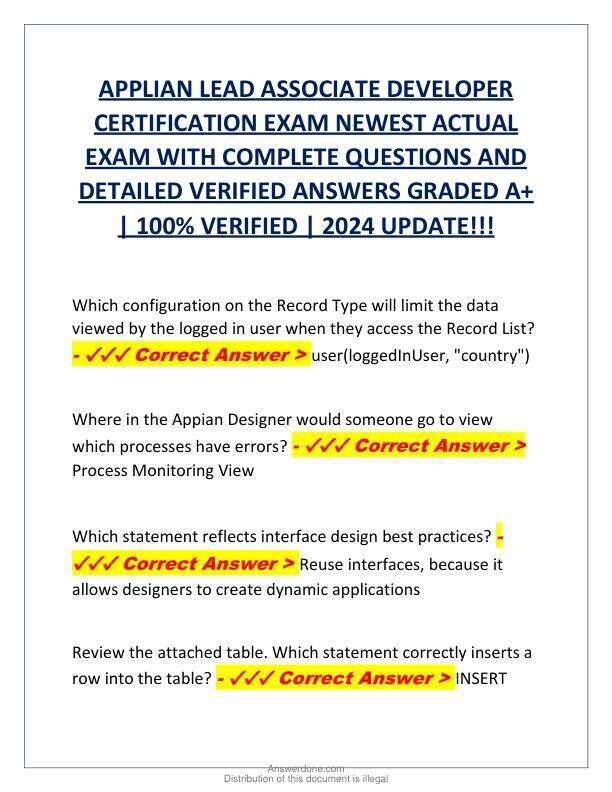 APPLIAN LEAD ASSOCIATE DEVELOPER CERTIFICATION EXAM NEWEST ACTUAL EXAM WITH COMPLETE QUESTIONS AND DETAILED VERIFIED ANSWERS GRADED A.pdf