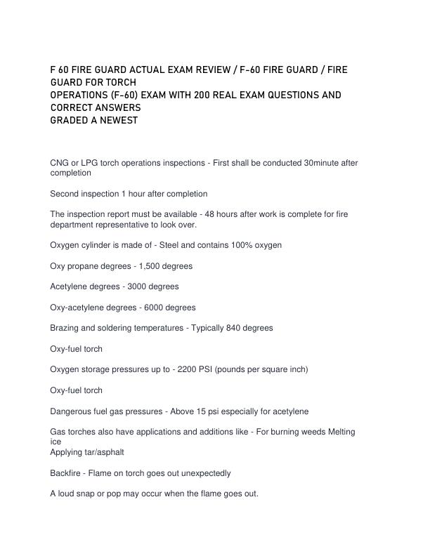 F 60 FIRE GUARD ACTUAL EXAM
