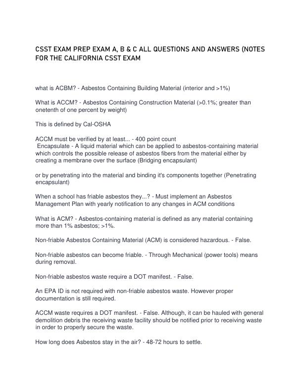 CSST EXAM PREP EXAM