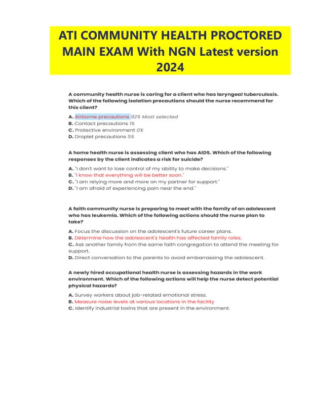 ATI COMMUNITY HEALTH PROCTORED MAIN EXAM With NGN Latest version 2024