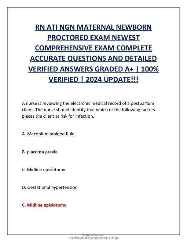 RN ATI NGN MATERNAL NEWBORN PROCTORED EXAM NEWEST COMPREHENSIVE EXAM COMPLETE ACCURATE QUESTIONS AND DETAILED VERIFIED ANSWERS GRADED A.pdf