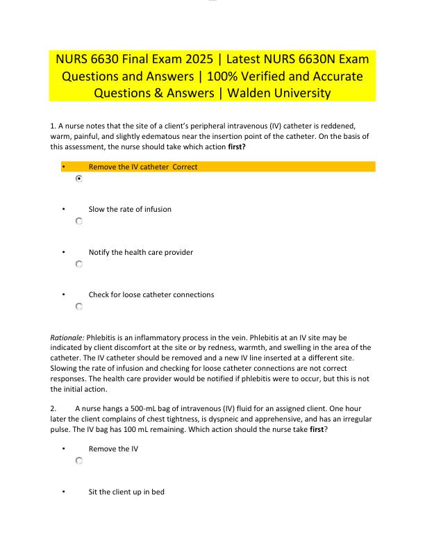 NURS 6630 Final Exam 2025