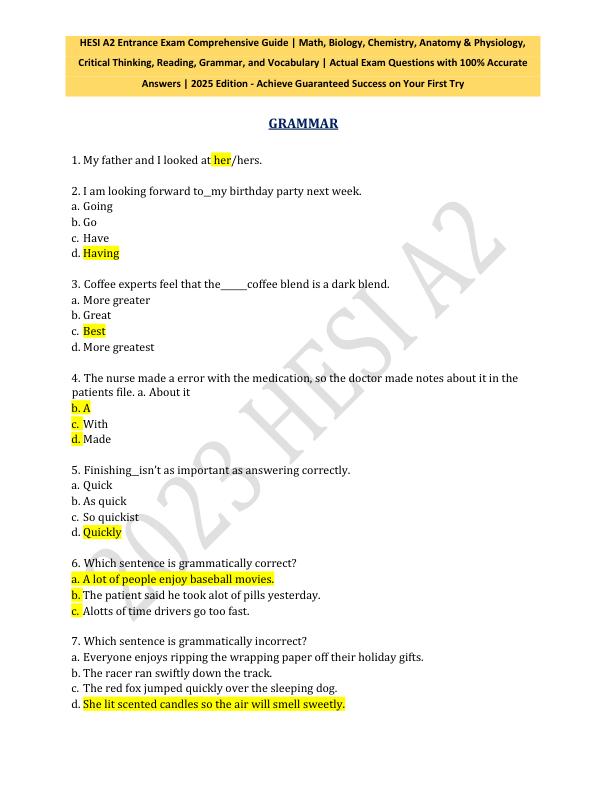 HESI A2 Entrance Exam 2