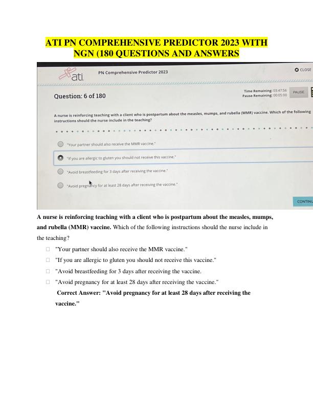 PN COMPREHENSIVE PREDICTOR 2023 WITH NGN 180 QUESTIONS WITH VERIFIED ANSWERS