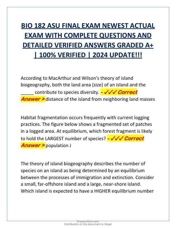 BIO 182 ASU FINAL EXAM NEWEST ACTUAL EXAM WITH COMPLETE QUESTIONS AND DETAILED VERIFIED ANSWERS GRADED A.pdf