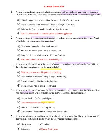 BRAND NEW RN ATI NUTRITION PROCTORED EXAM WITH NGN